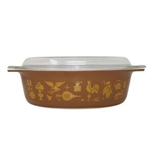 Pyrex Early American Oval 2.5 L Casserole Baking Dish #045 with Lid